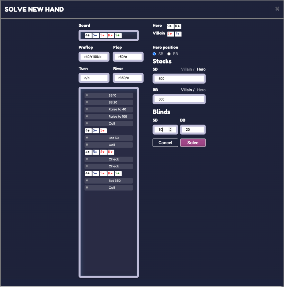 Create Hand Scenarios